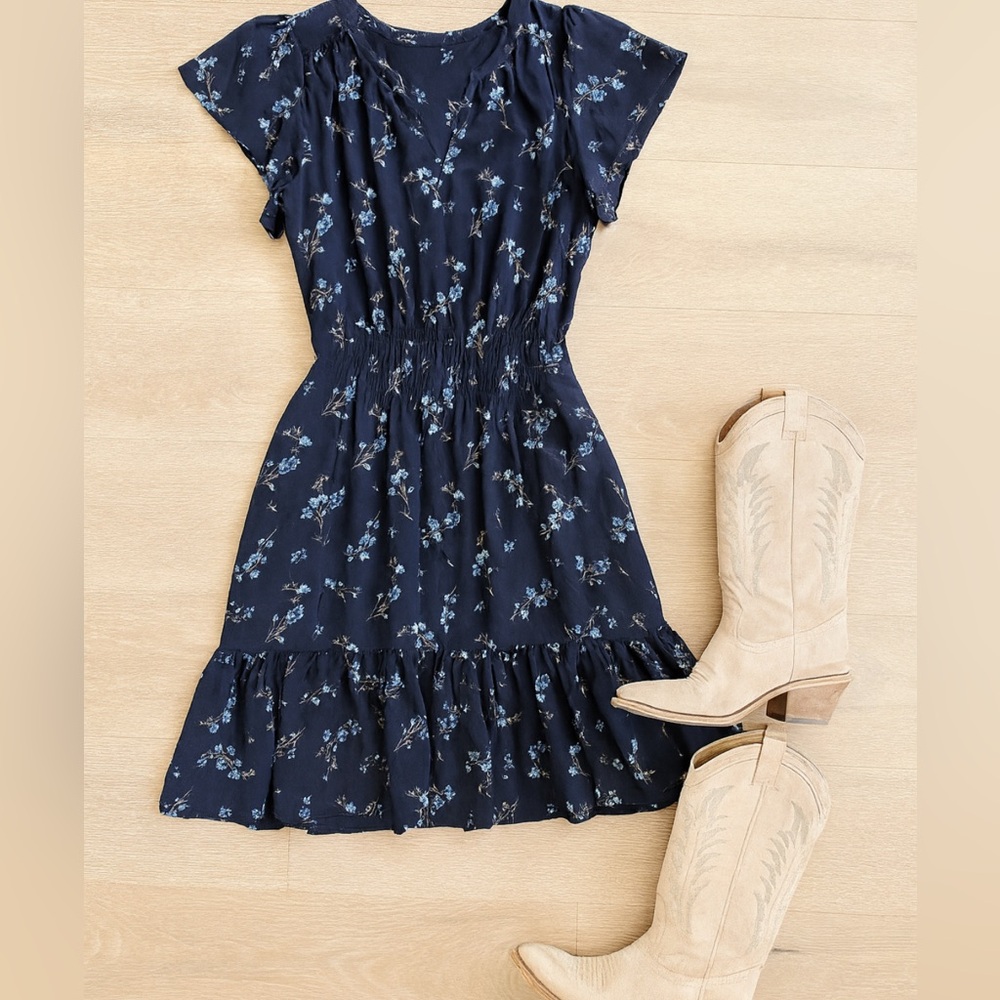 Rebecca Taylor Dress Women's Floral Francine Dress Blue Size 10 Silk
